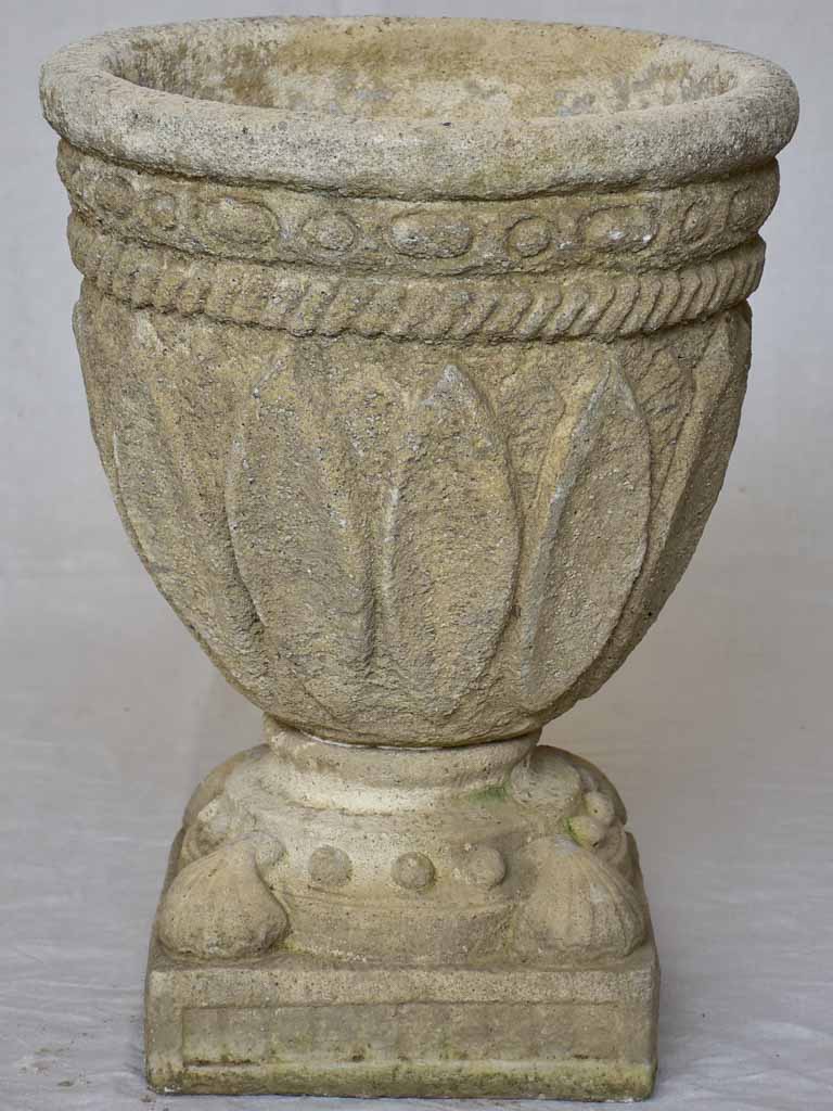Antique French garden urn with pretty motifs, diamonds and shells 22¾"