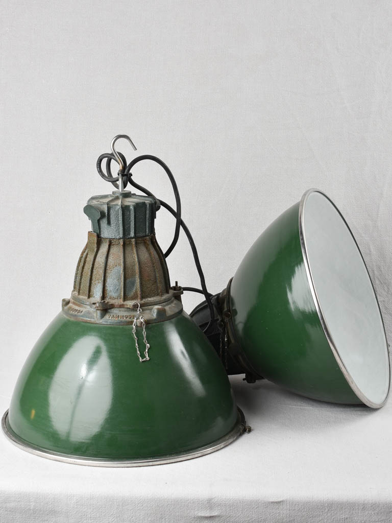 Vintage Green Cast Iron Industrial Lights