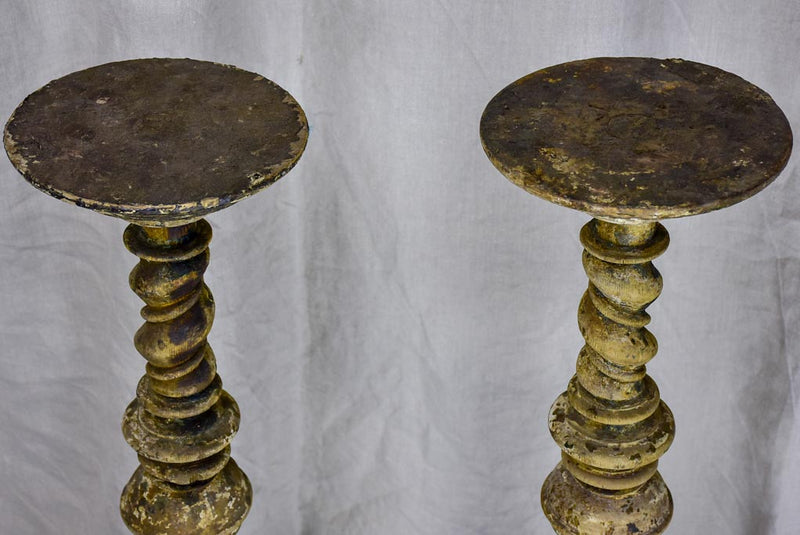 Large pair of antique French church candlesticks