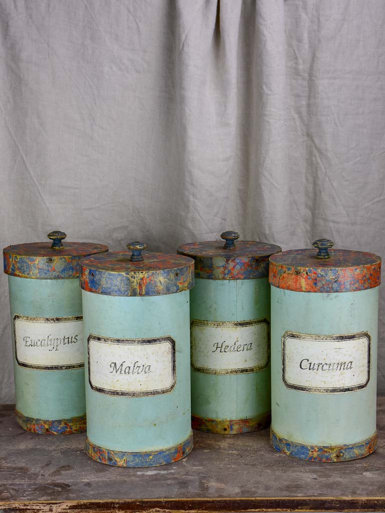 Four antique Italian Pharmacy canisters