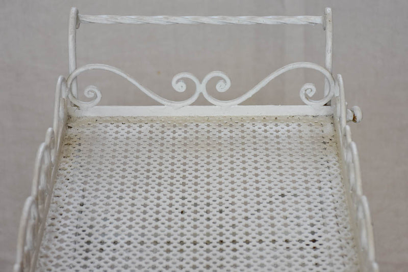 Decorative three tier mid century French bar cart - white