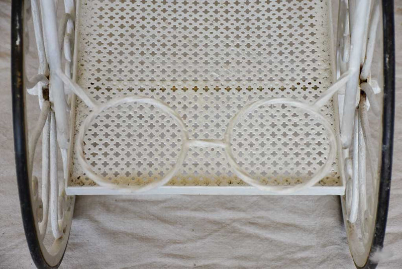 Decorative three tier mid century French bar cart - white