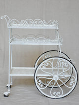 Decorative three tier mid century French bar cart - white