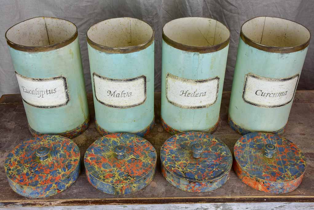 Four antique Italian Pharmacy canisters