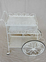 Decorative three tier mid century French bar cart - white