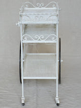 Decorative three tier mid century French bar cart - white