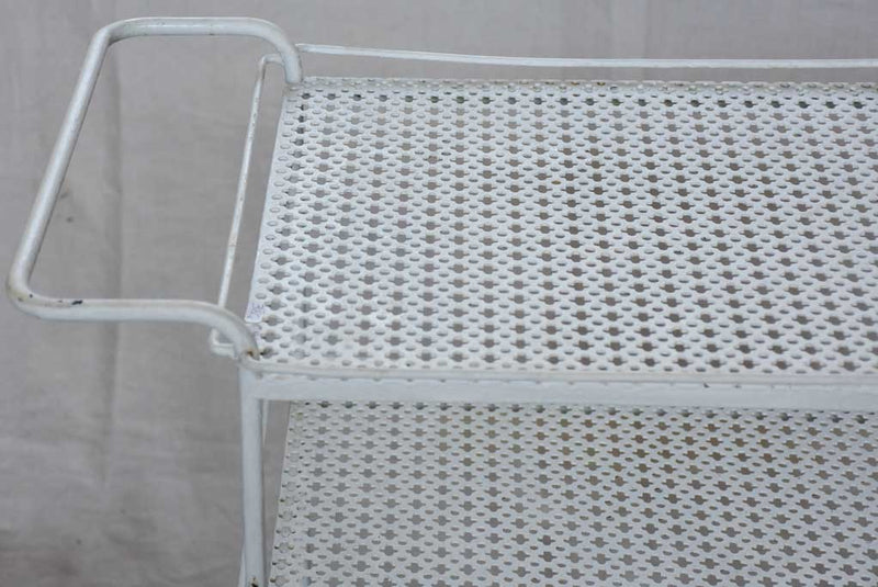 Three tier rectangular mid century French bar cart - white