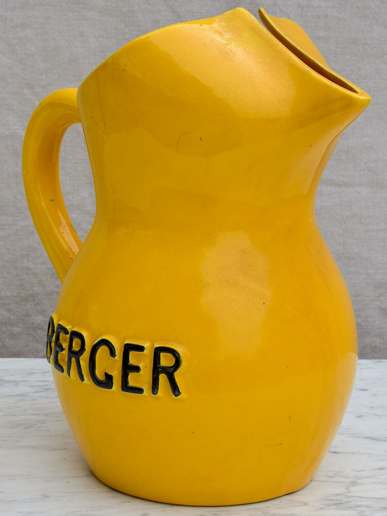 Vintage oversized yellow Berger Pastis pitcher