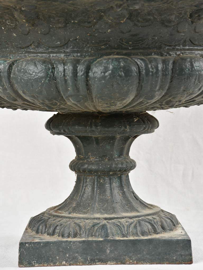 Superb pair of large antique cast iron Medici urns 26"