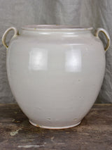Large antique French preserving pot with white glaze