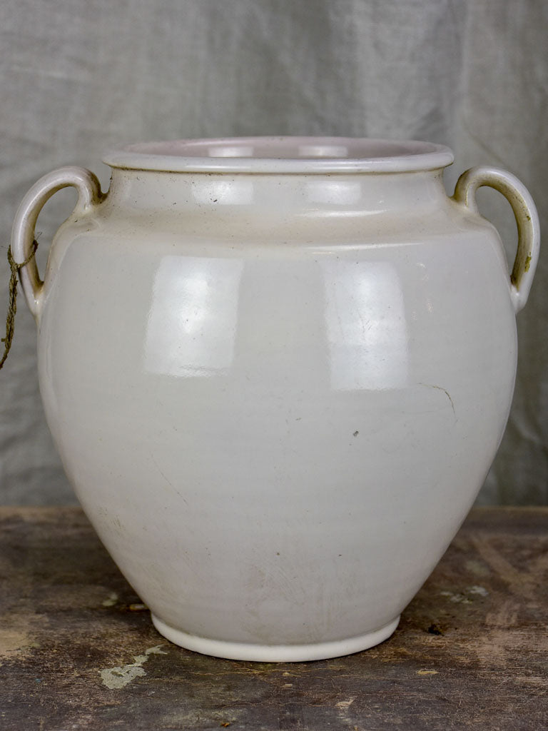 Antique French preserving pot - white glaze