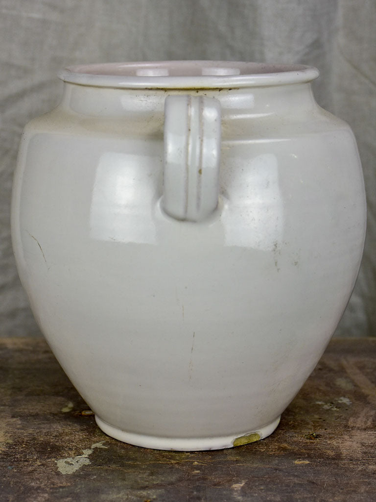 Antique French preserving pot - white glaze
