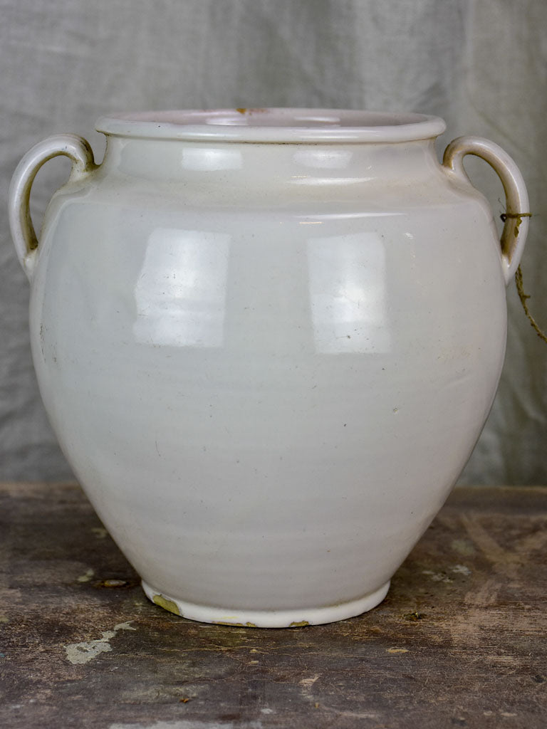 Antique French preserving pot - white glaze