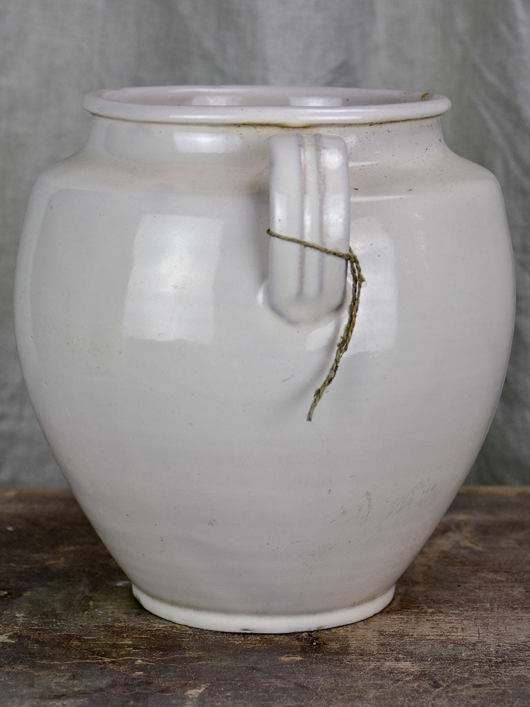 Antique French preserving pot - white glaze
