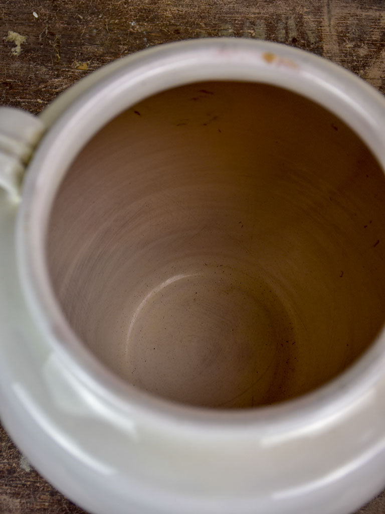 Antique French preserving pot - white glaze