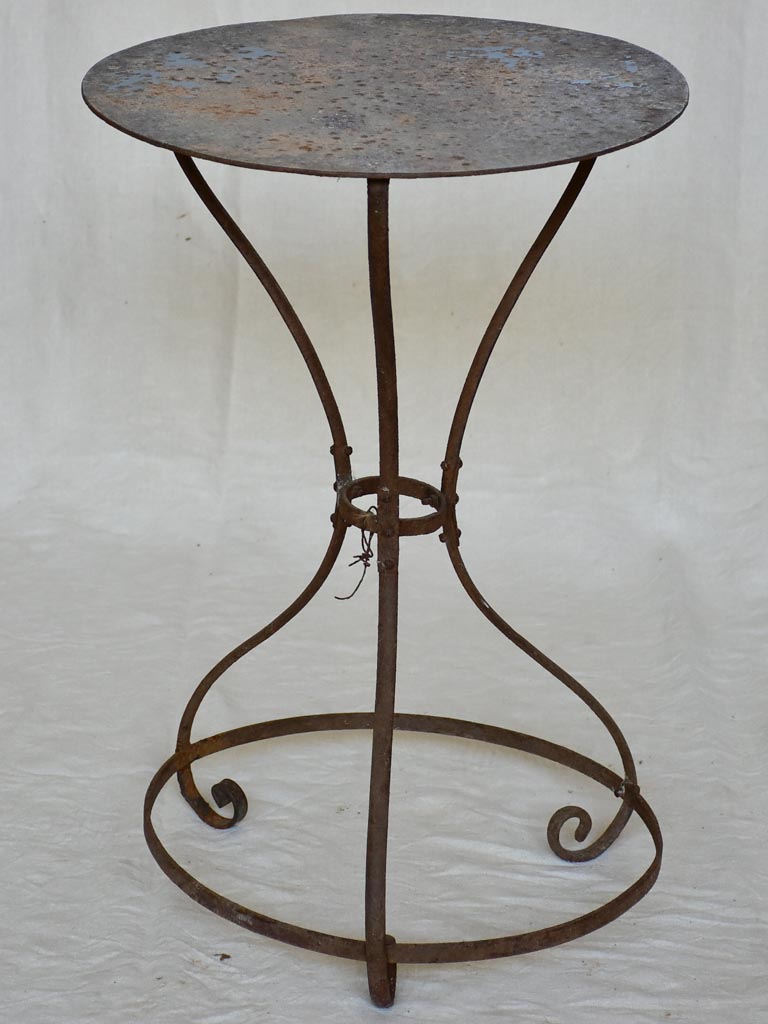 RESERVED AFB Antique French garden table with brace around base 19"