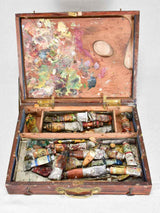 Antique French painter's box with paints