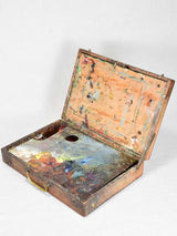 French painter's box with palette from the 1940s with sample panel