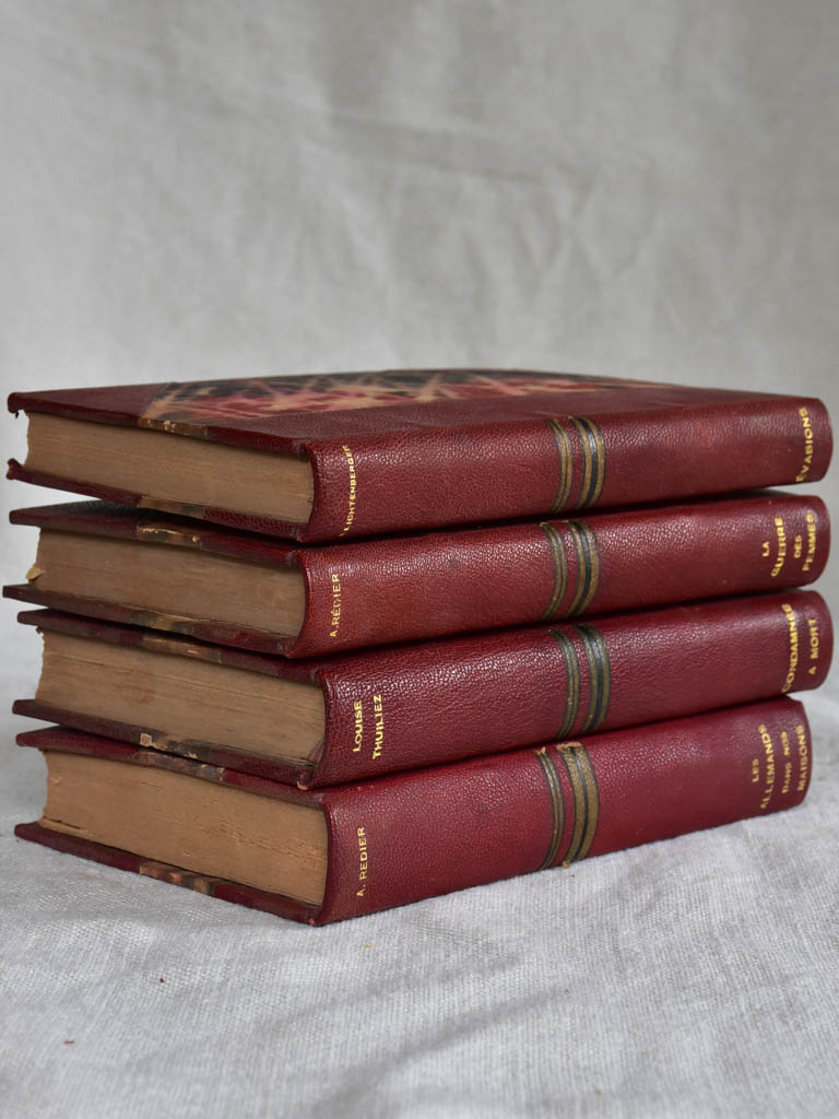 Four antique French leather bound books