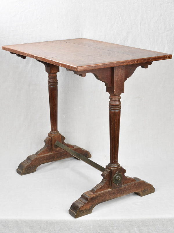 Antique Oak Bistro Table with Brass