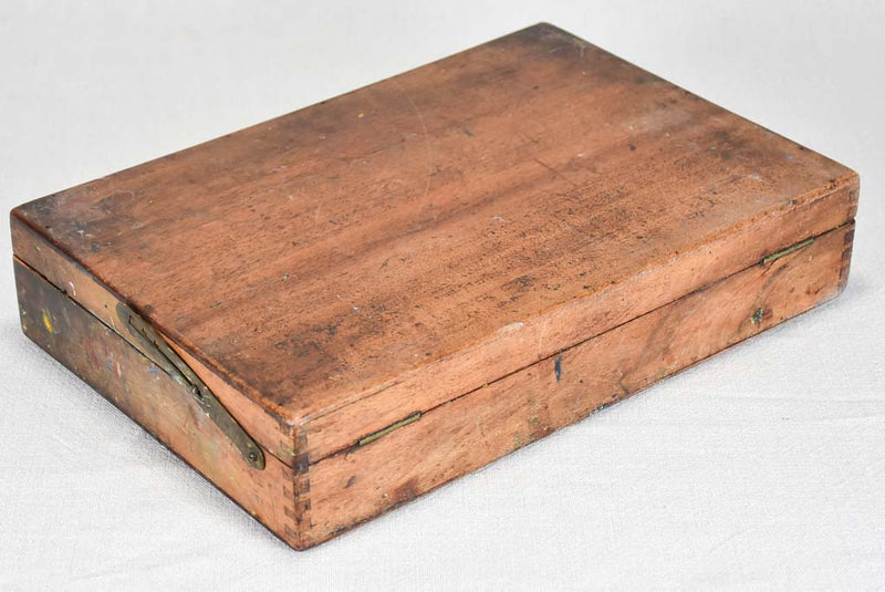 French painter's box with palette from the 1940s with sample panel