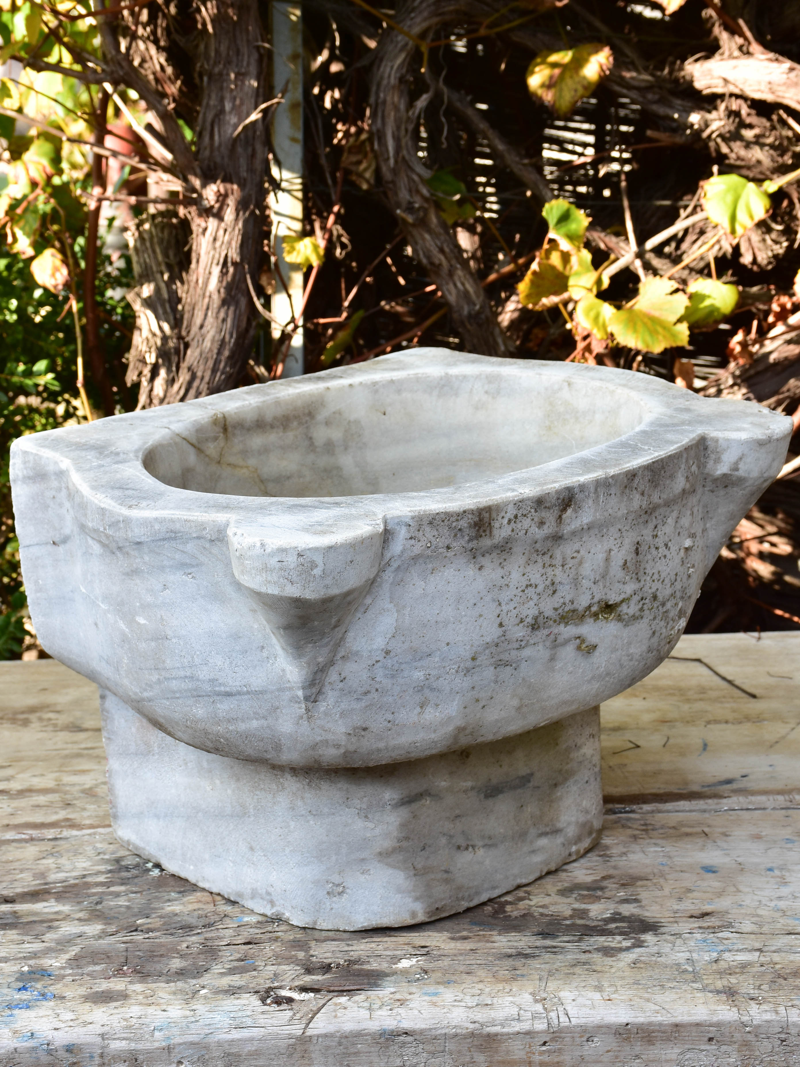 Antique Italian grey marble baptismal font