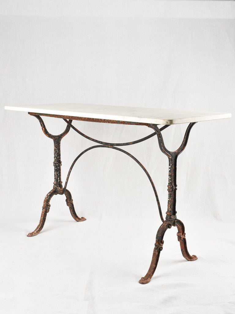Rectangular garden table with cast iron base & stone top 19¾" x 45¼"