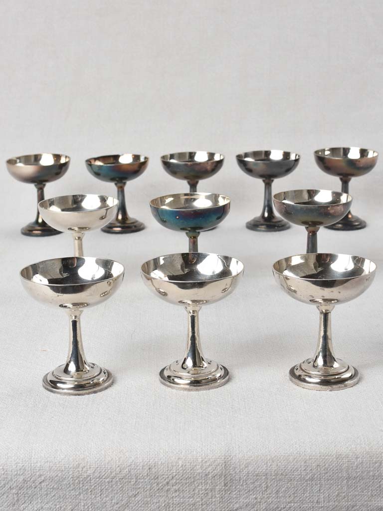 Set of 10 silver plated champagne coups