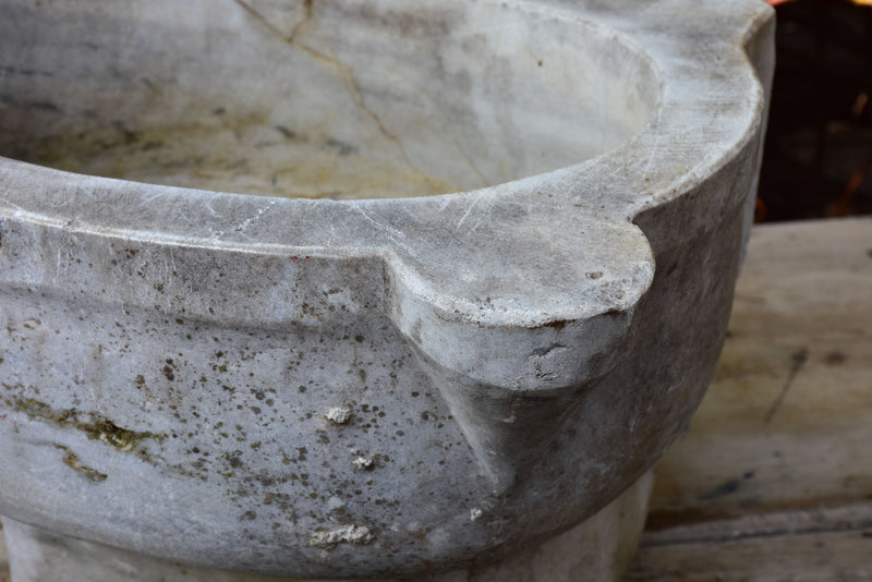 Antique Italian grey marble baptismal font