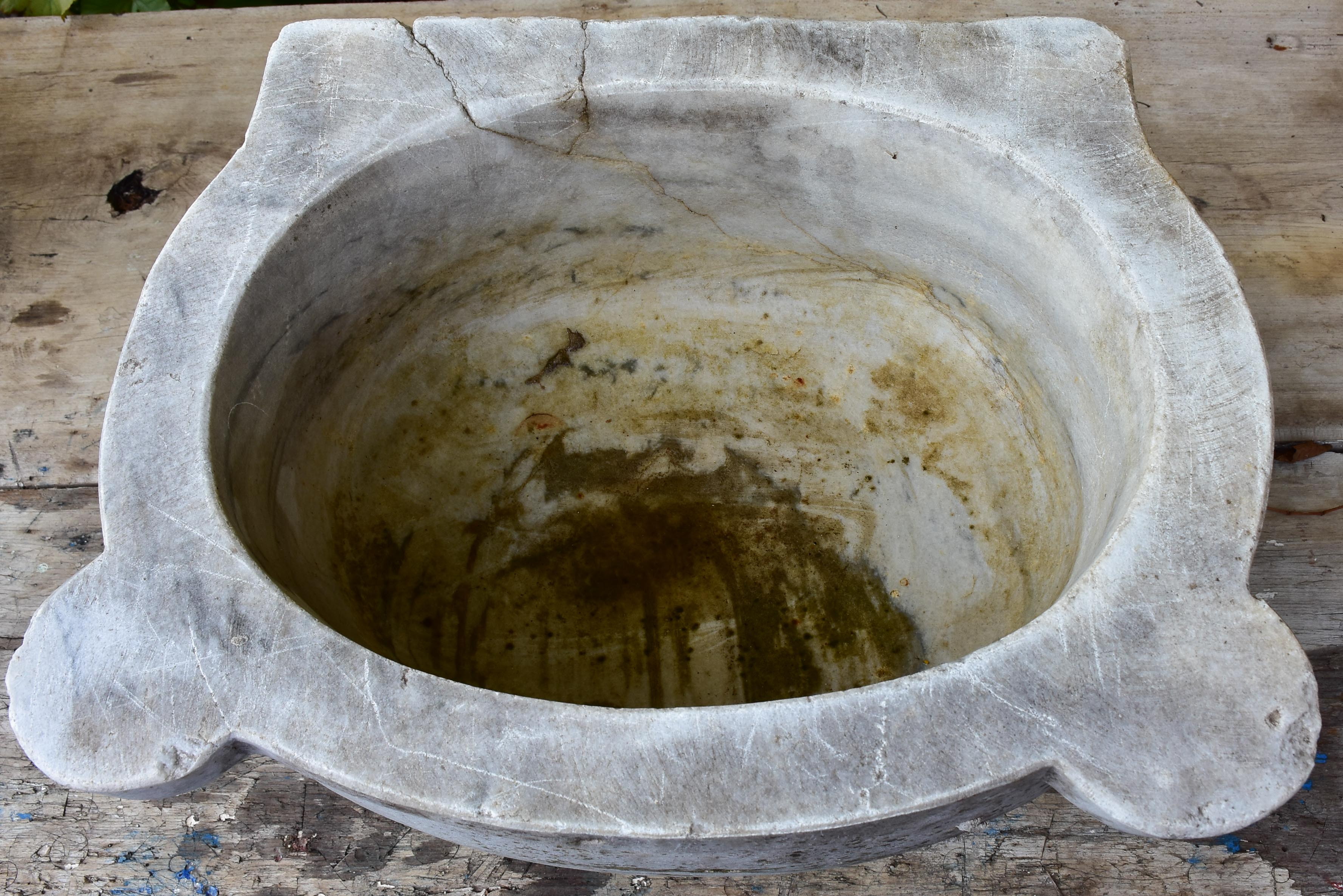 Antique Italian grey marble baptismal font