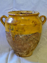 Very large antique French confit pot with orange glaze 12¼"