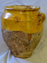 Very large antique French confit pot with orange glaze 12¼"