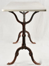 Rectangular garden table with cast iron base & stone top 19¾" x 45¼"