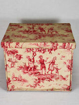 Large 19th-century French document box covered in toile de jouy