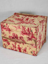 Large 19th-century French document box covered in toile de jouy