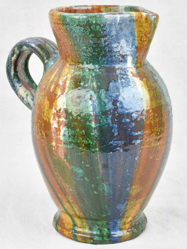Antique Italian-blue Puglia ceramic pitcher