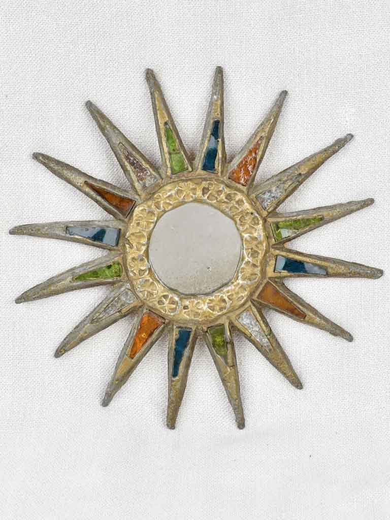 Small Vintage sunburst mirror - Line Vautrin style 8¾"