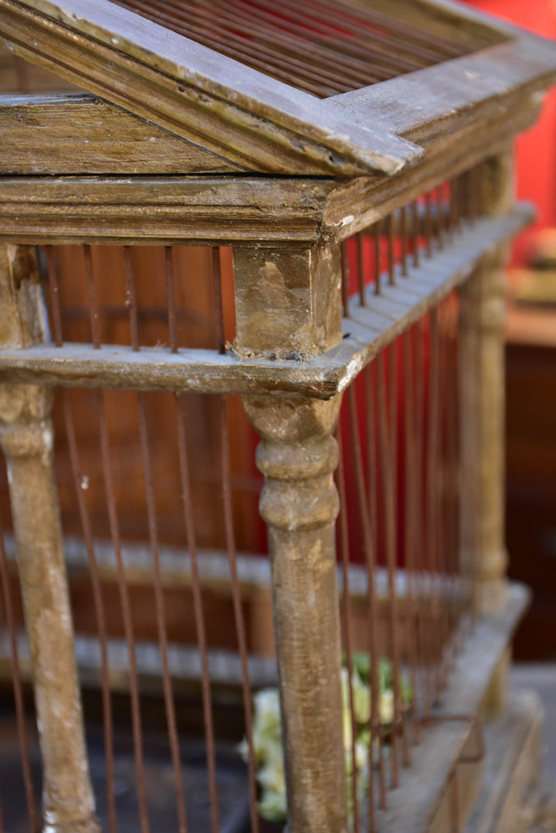 Antique French birdcage with pitched roof