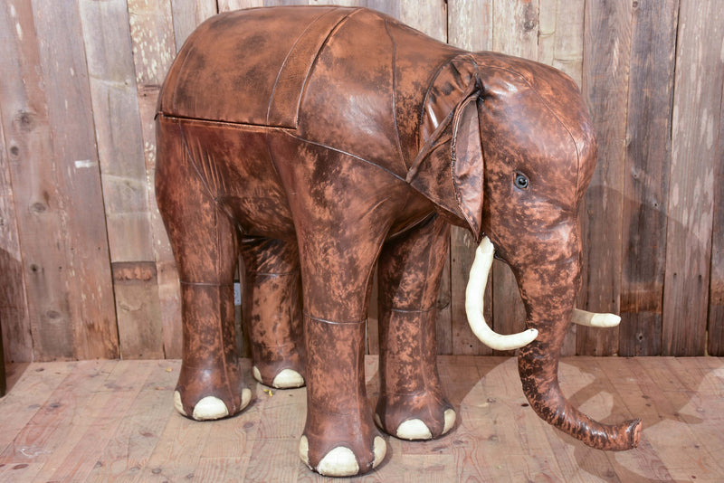 Vintage elephant in leather with hidden bar