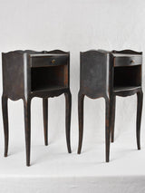 Pair of Louis XV style nightstands with black paint finish