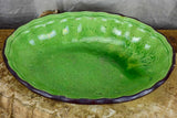 Vintage Dieulefit oval platter with green glaze