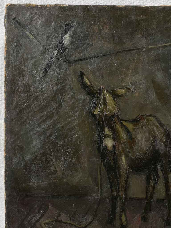 Painting of sleeping man in room w/ donkey & birds - 'Le Reve' - Pierre Monrteret