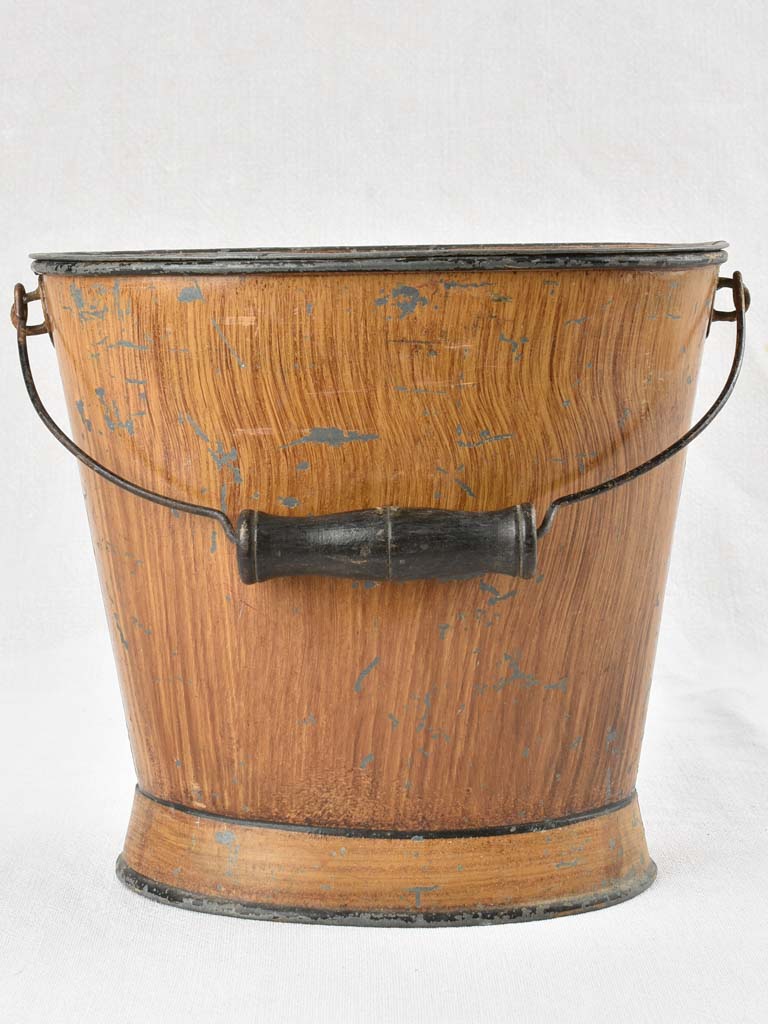 Antique Painted Wood-Grain Finish Spittoon