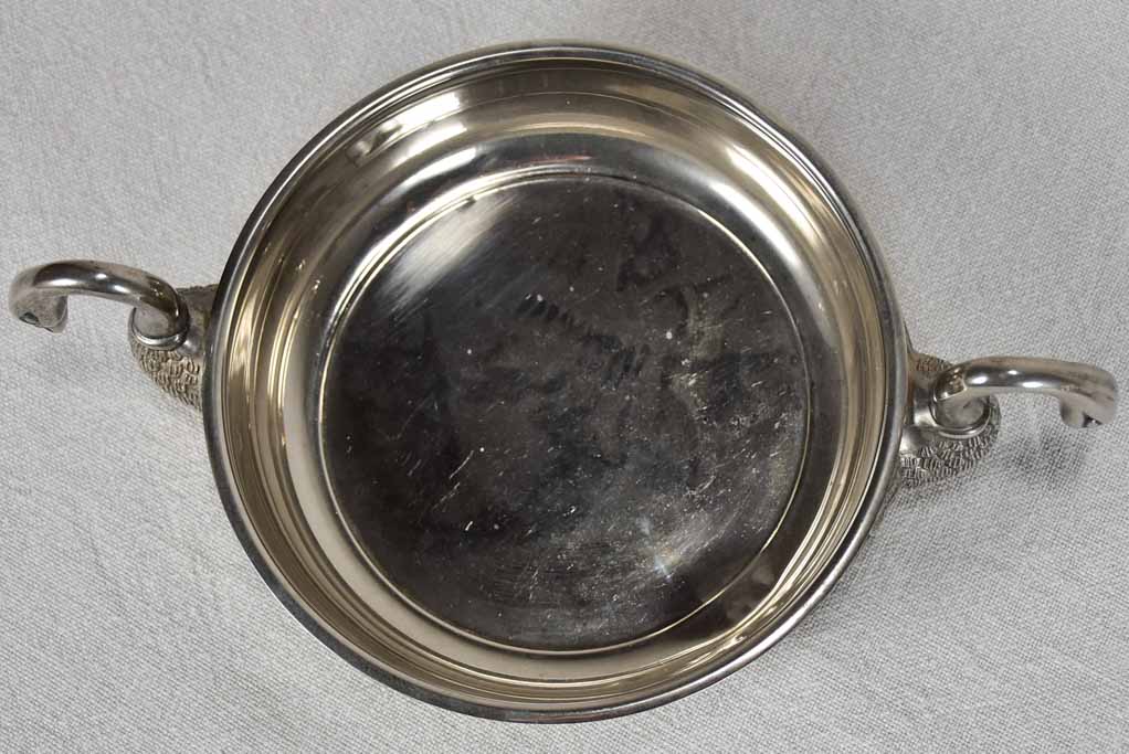 Pair of vintage aperitif bowls with goose neck handles 7"