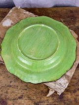 Vintage French round platter from Dieulefit - green glaze