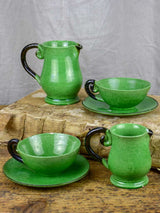 Collection of French pottery from Dieulefit with green glaze