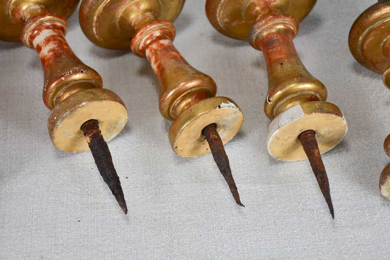 Collection of six gilt antique curtain tiebacks