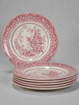 Set of six vintage plates - English ironstone - flower basket 6¾"
