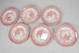Set of six vintage plates - English ironstone - flower basket 6¾"