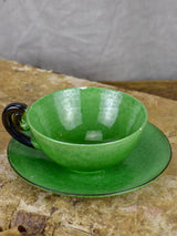 Collection of French pottery from Dieulefit with green glaze